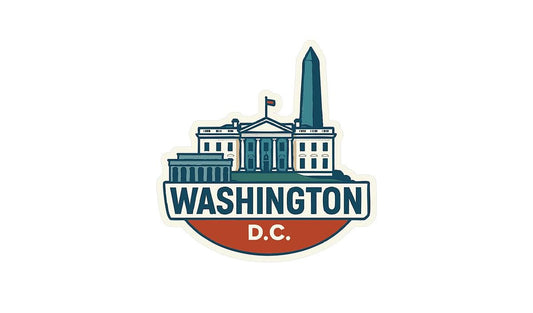 the washington dc logo with the washington monument in the background