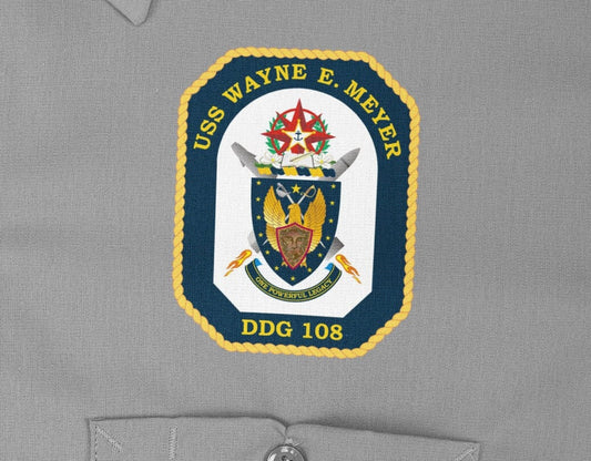 USS Wayne E. Meyer DDG-108 Badge Iron On Heat Transfer Vinyl HTV Arleigh Burke Class Destroyer