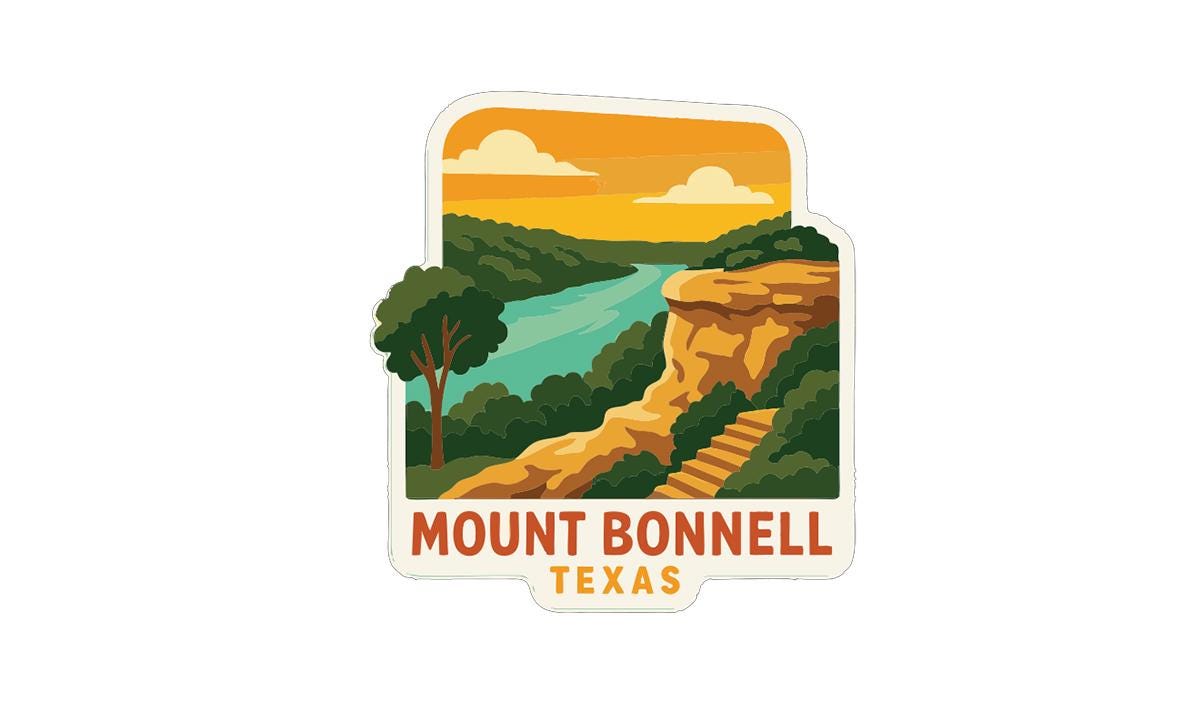 Mount Bonnell Texas Iron On Heat Transfer Vinyl HTV Die-Cut Symbolic Landmark