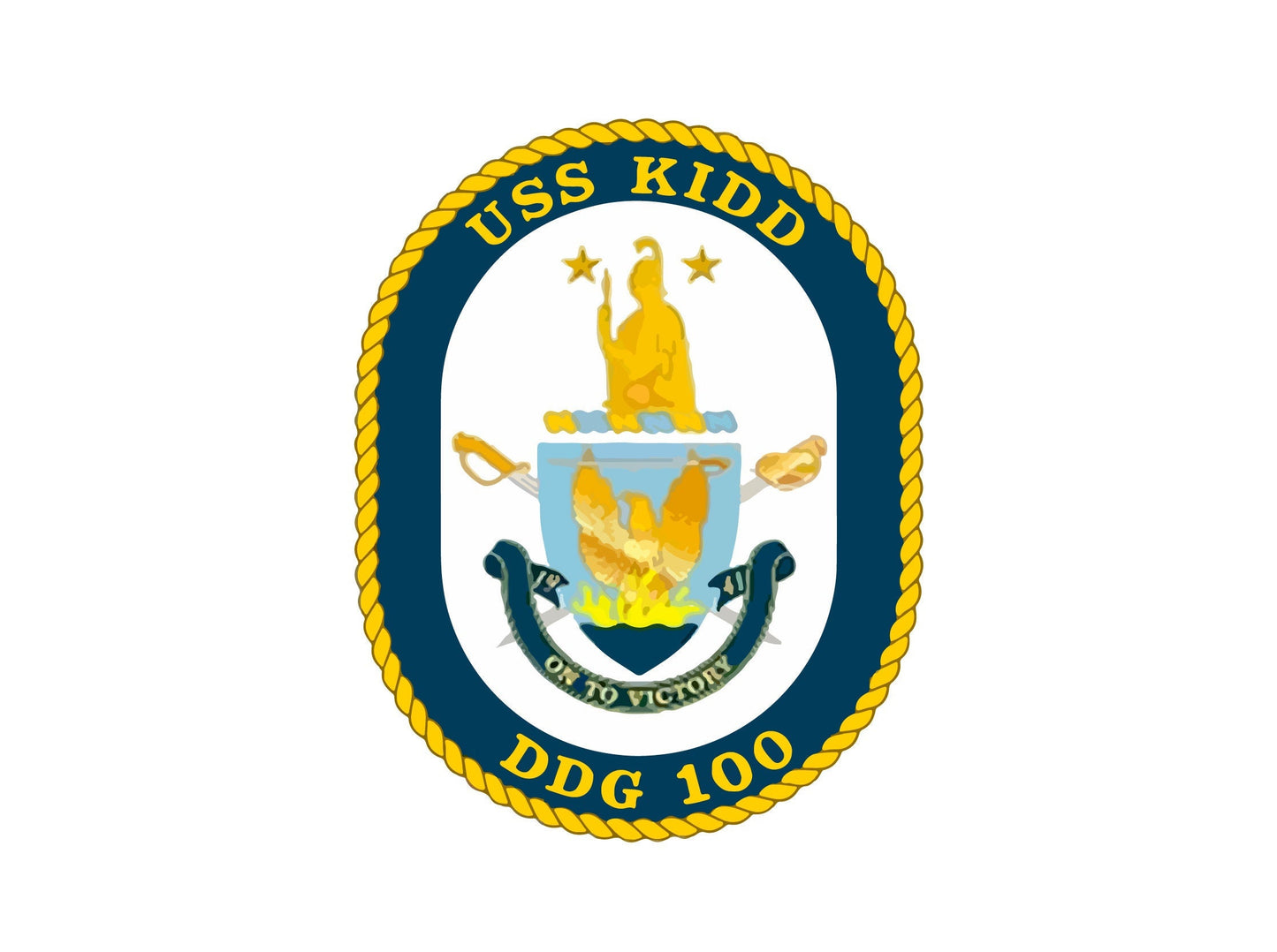 USS Kidd DDG-100 Badge Sticker Decal Arleigh Burke Class Destroyer Car Sticker Bumper Sticker for Car Emblem