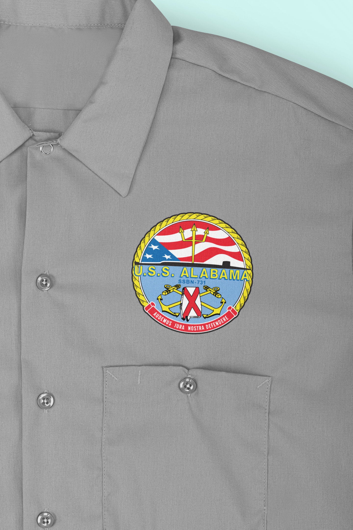 USS Alabama SSBN-731 Badge Iron On Heat Transfer Vinyl HTV Ohio Class Ballistic Missile Submarine