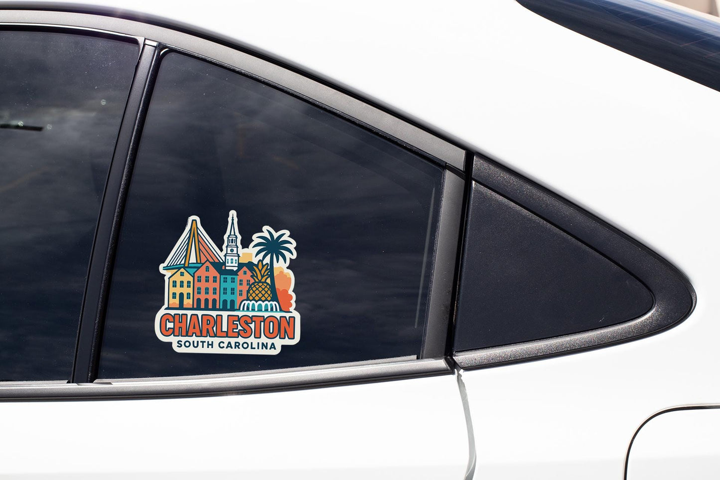 a close up of a car window with a sticker on it