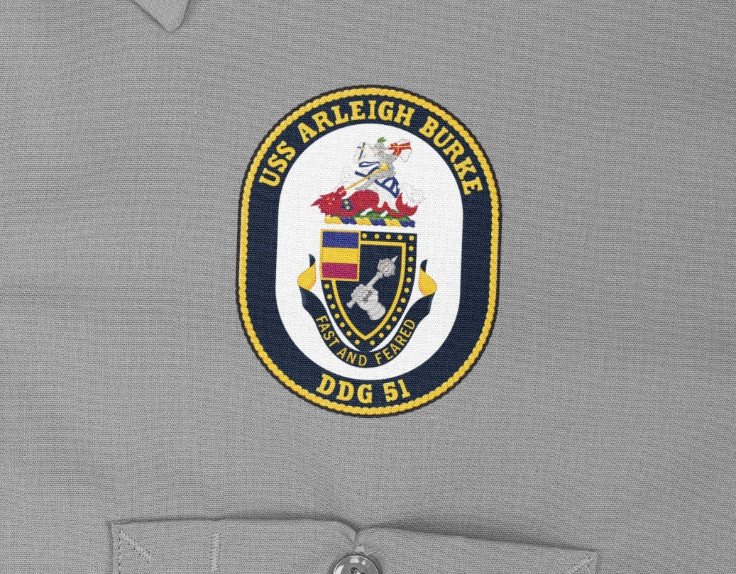 USS Arleigh Burke DDG-51 Badge Iron On Heat Transfer Vinyl HTV Arleigh Burke Class Destroyer