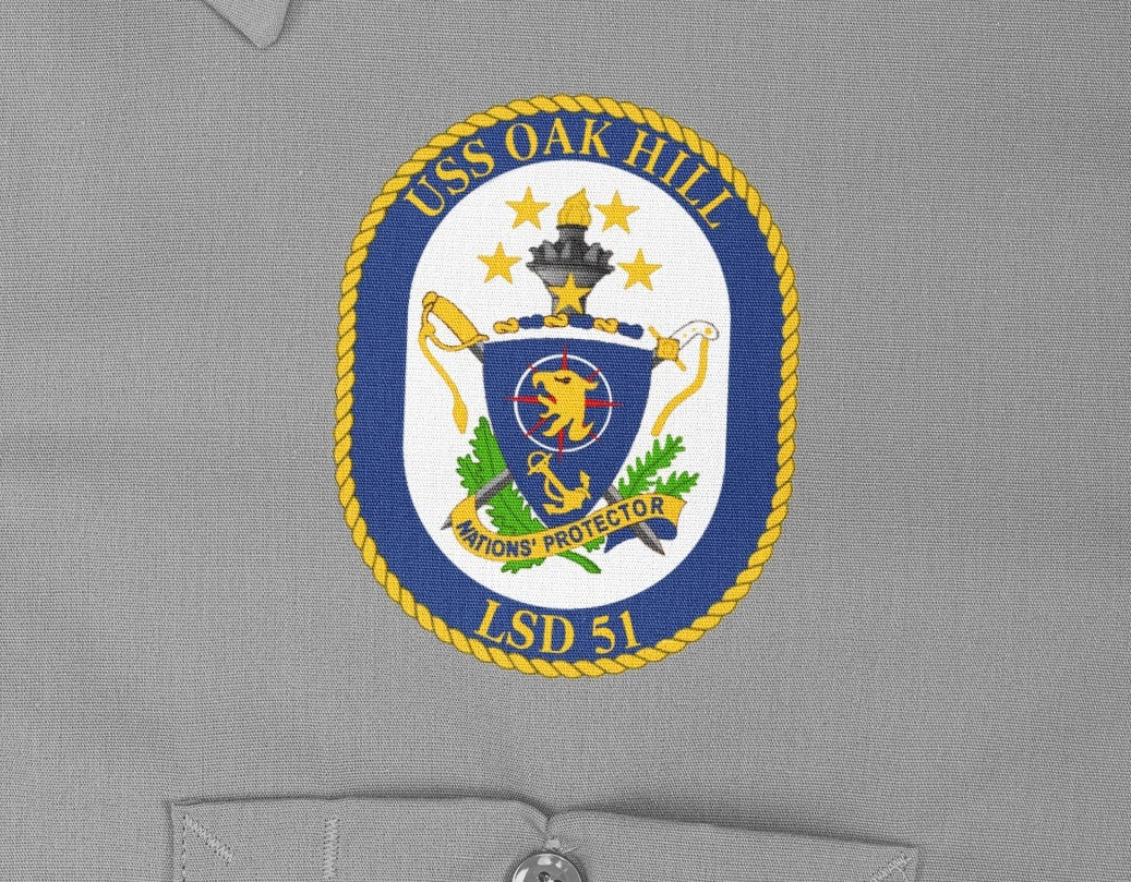 USS Oak Hill LSD-51 Badge Iron On Heat Transfer Vinyl HTV Harpers Ferry Class Dock landing ship
