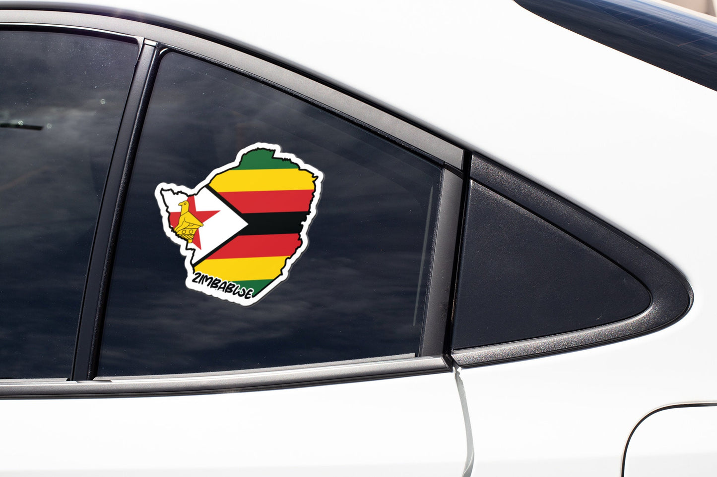 Zimbabwe Map Flag Sticker Decal