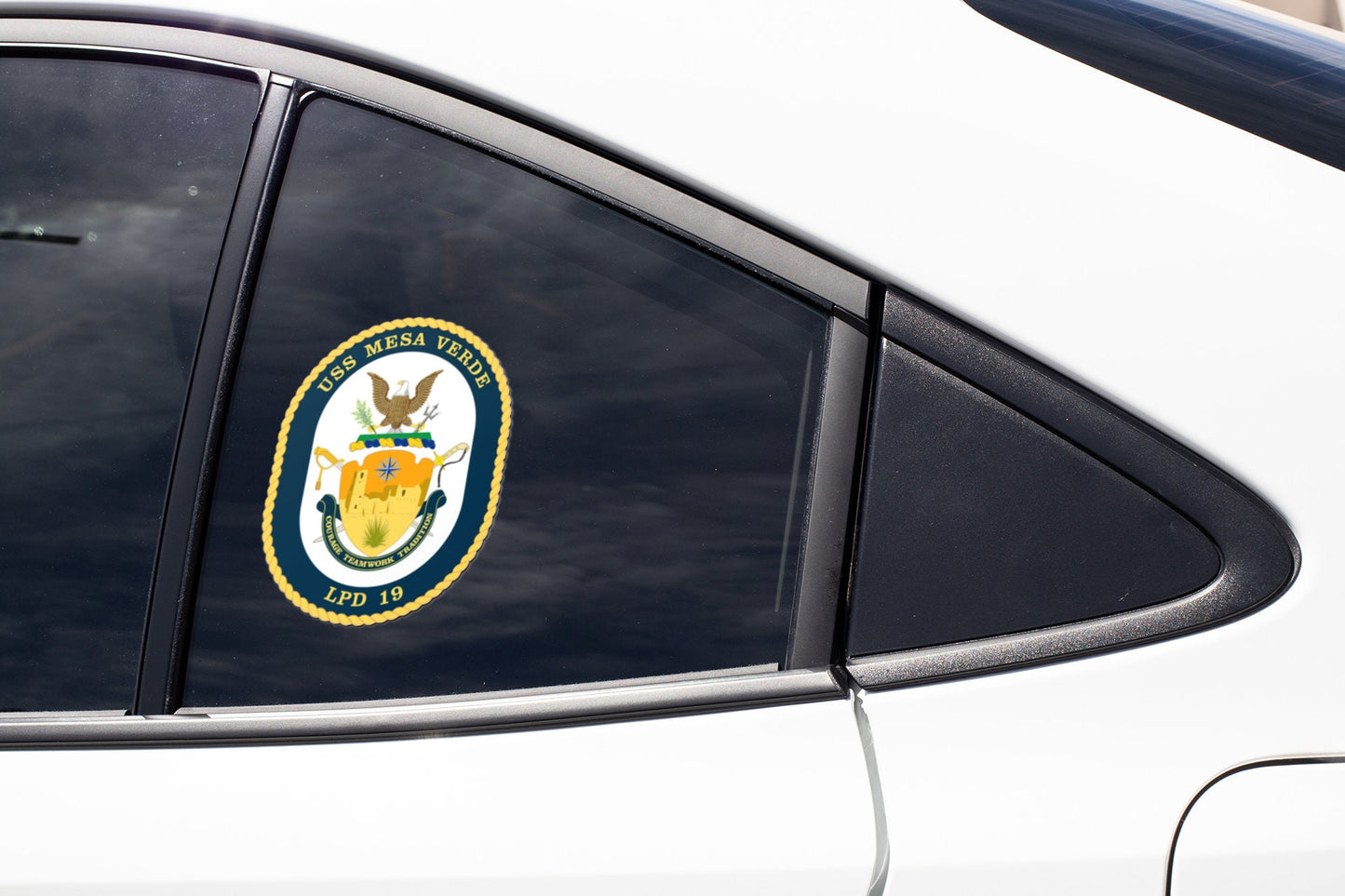 USS Mesa Verde LPD-19 Badge Sticker Decal San Antonio Class Amphibious transport dock Car Sticker Bumper Sticker for Car Emblem