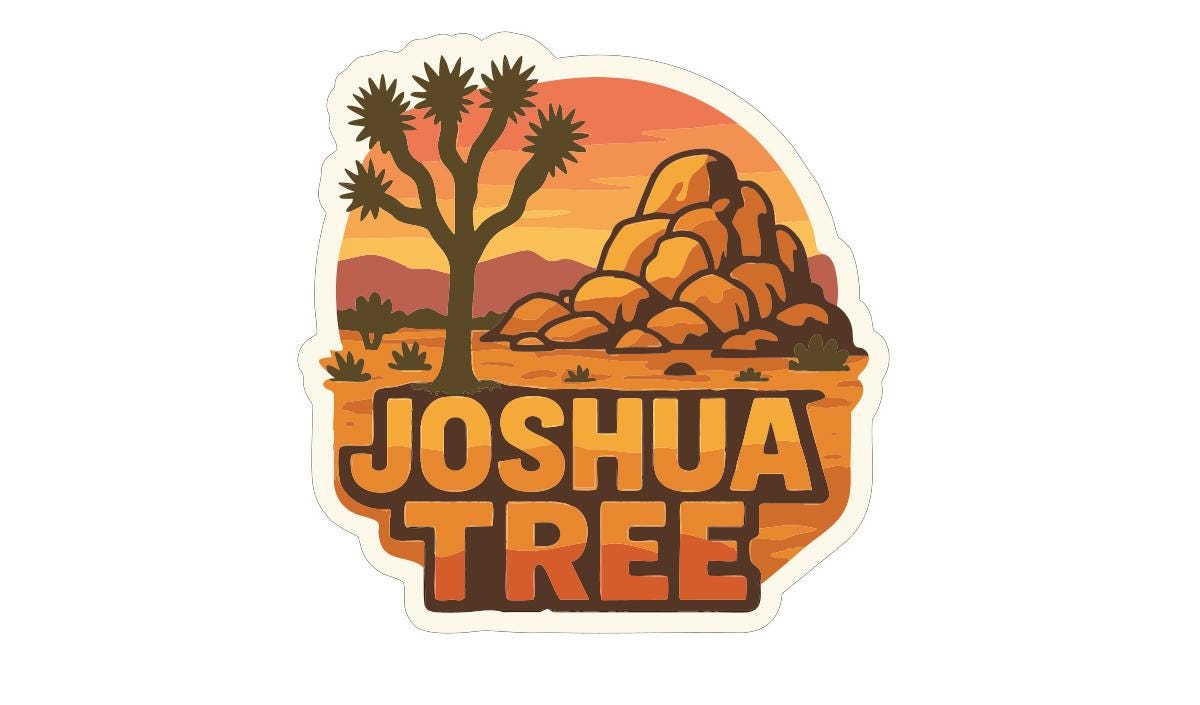 A stylized logo featuring a desert landscape with a large tree and rocky formations, along with the text "JOSUA TREE".