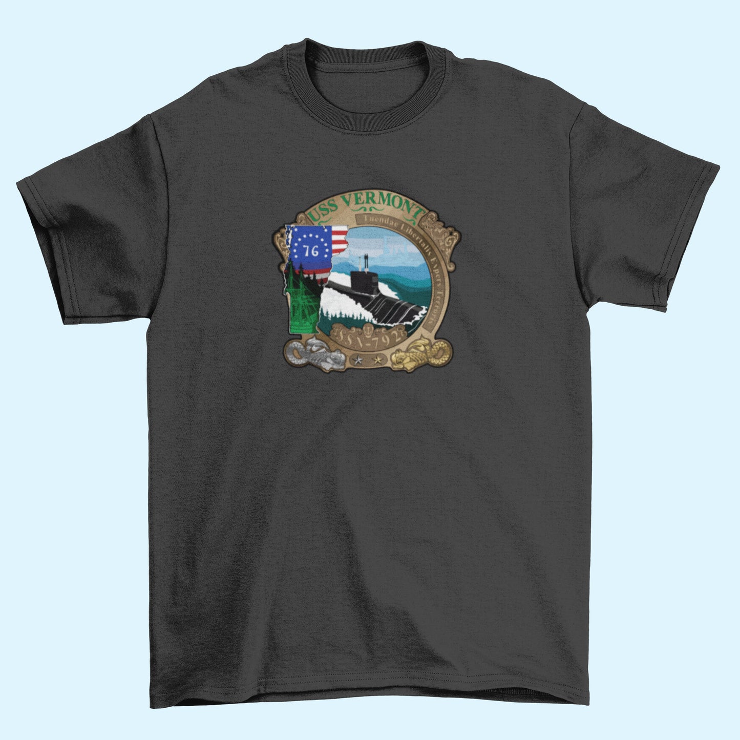 USS Vermont SSN-792 Badge Iron On Heat Transfer Vinyl HTV Virginia Class Attack submarine