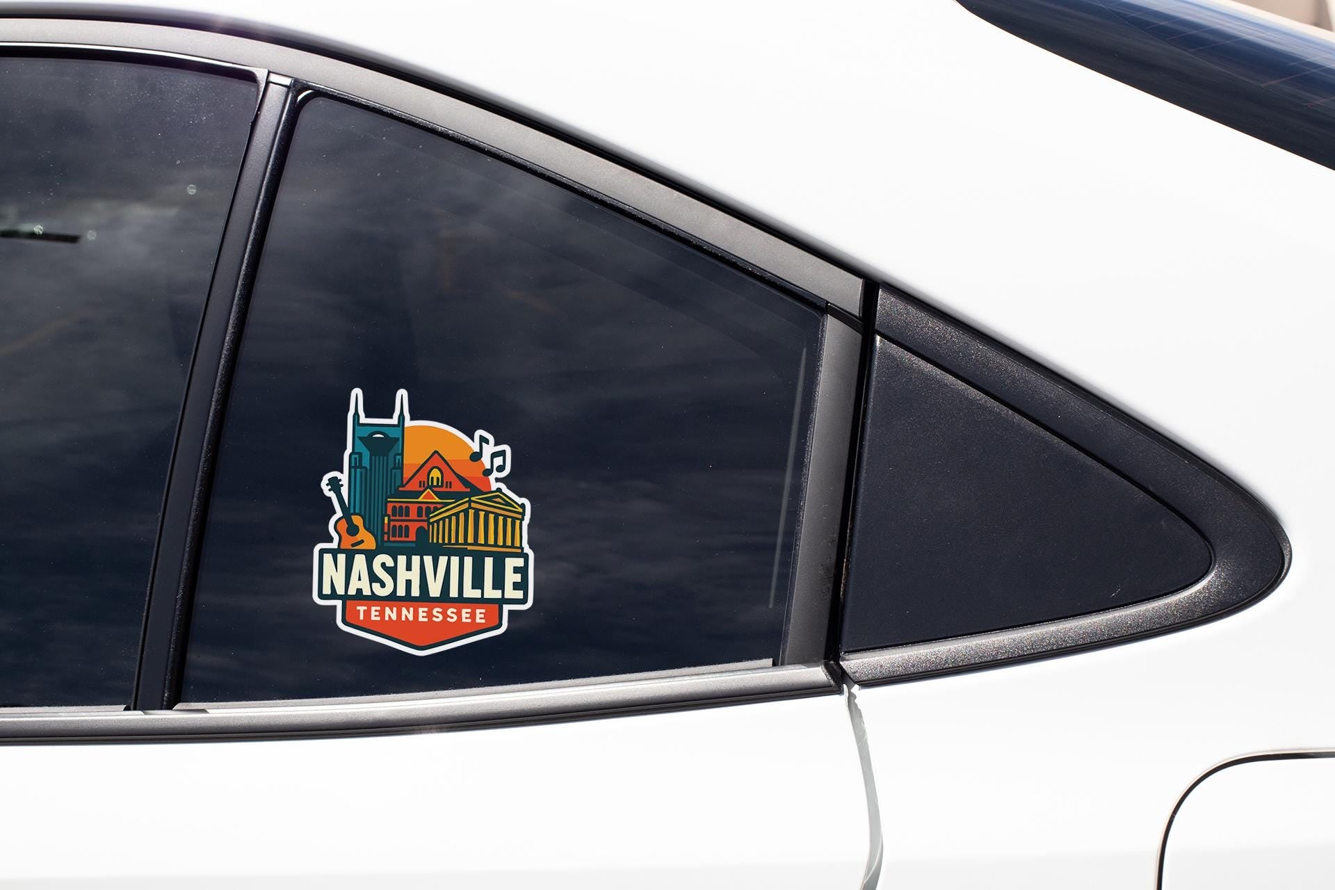 a sticker on the side of a white car