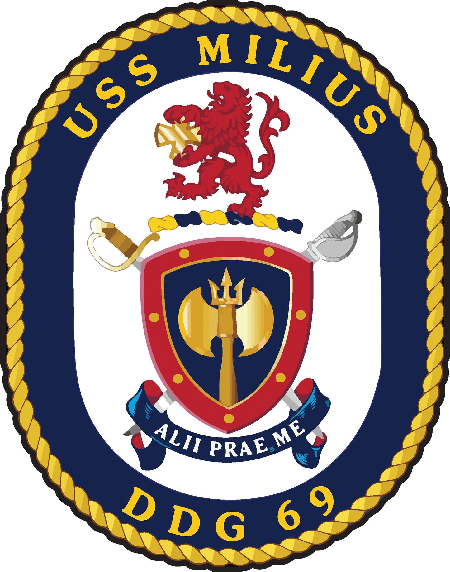 USS Milius DDG-69 Badge Iron On Heat Transfer Vinyl HTV Arleigh Burke Class Destroyer