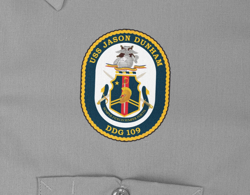 USS Jason Dunham DDG-109 Badge Iron On Heat Transfer Vinyl HTV Arleigh Burke Class Destroyer