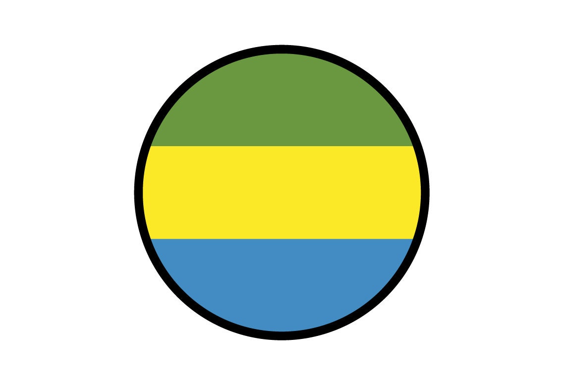 Gabon Flag Circle Sticker Decal
