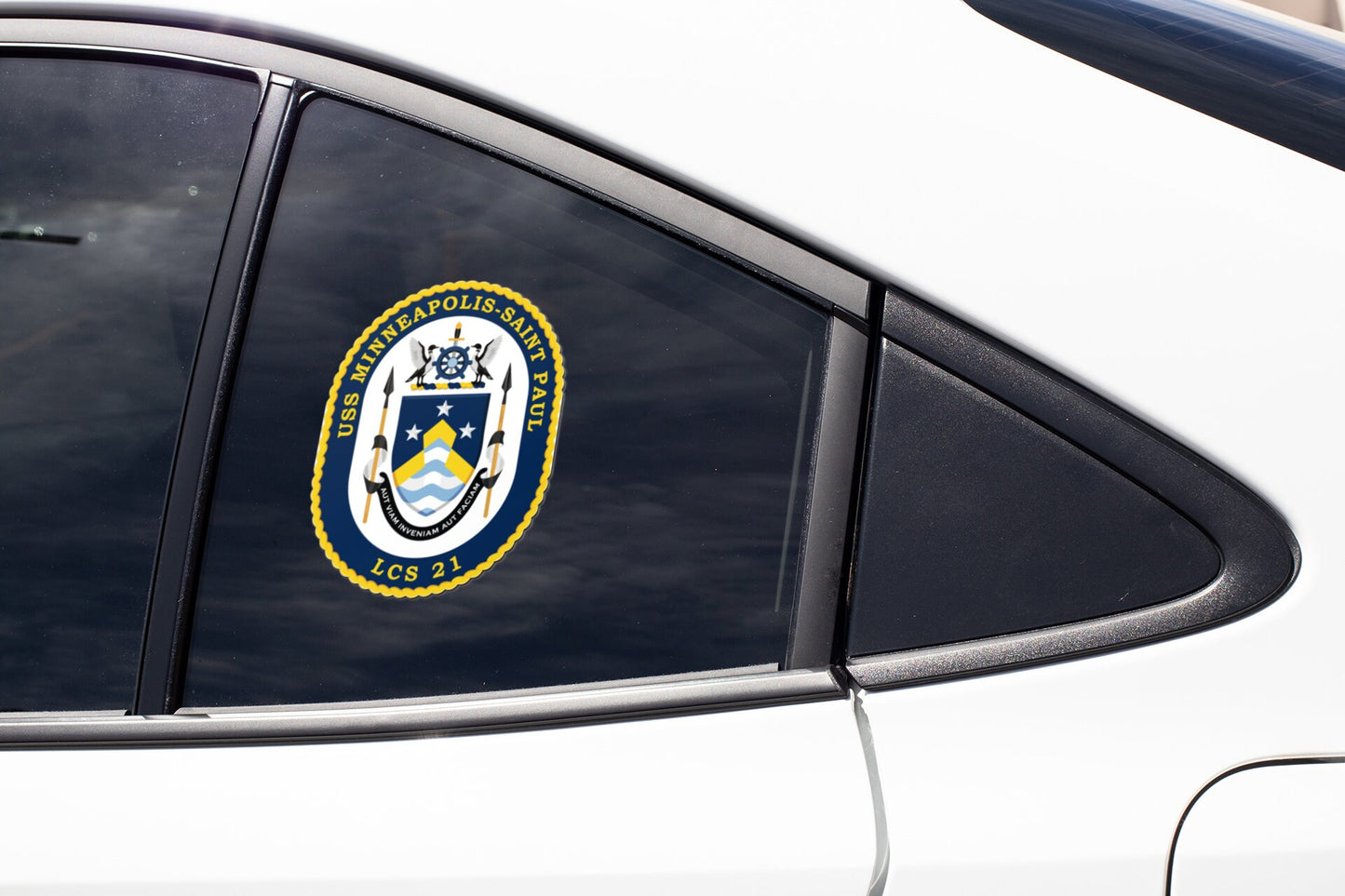 USS Minneapolis-Saint Paul LCS-21 Badge Sticker Decal Freedom-class littoral combat ship Car Sticker Bumper Sticker for Car Emblem