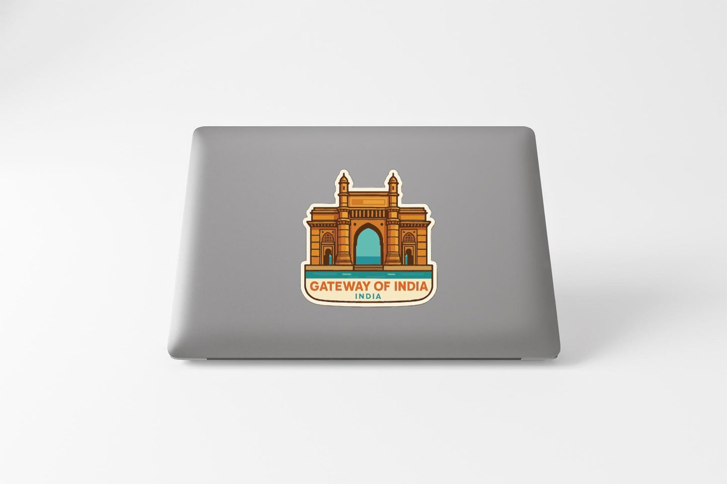 A sticker depicting the Gateway of India, a famous landmark in Mumbai, India.