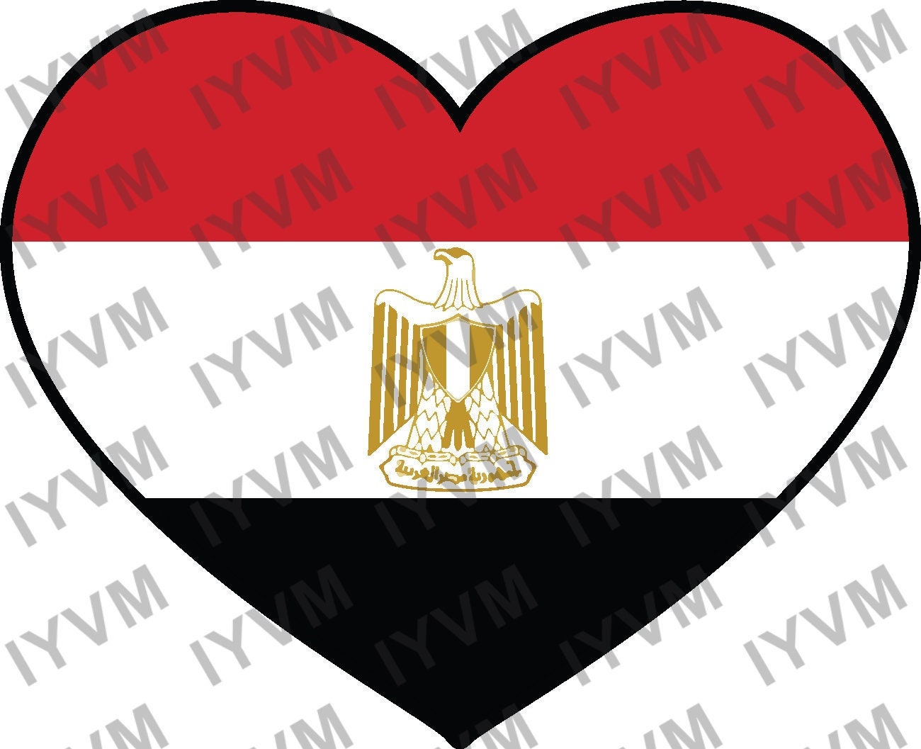 Egypt Flag Heart Sticker Decal / Arab Republic of Egypt / Cairo / Egyptian