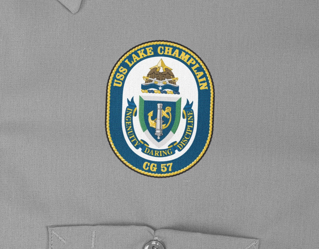USS Lake Champlain CG-57 Badge Iron On Heat Transfer Vinyl HTV Ticonderoga Class Cruiser