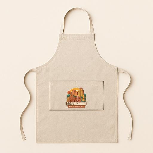 A beige apricot with a graphic of a city skyline on the front pocket.