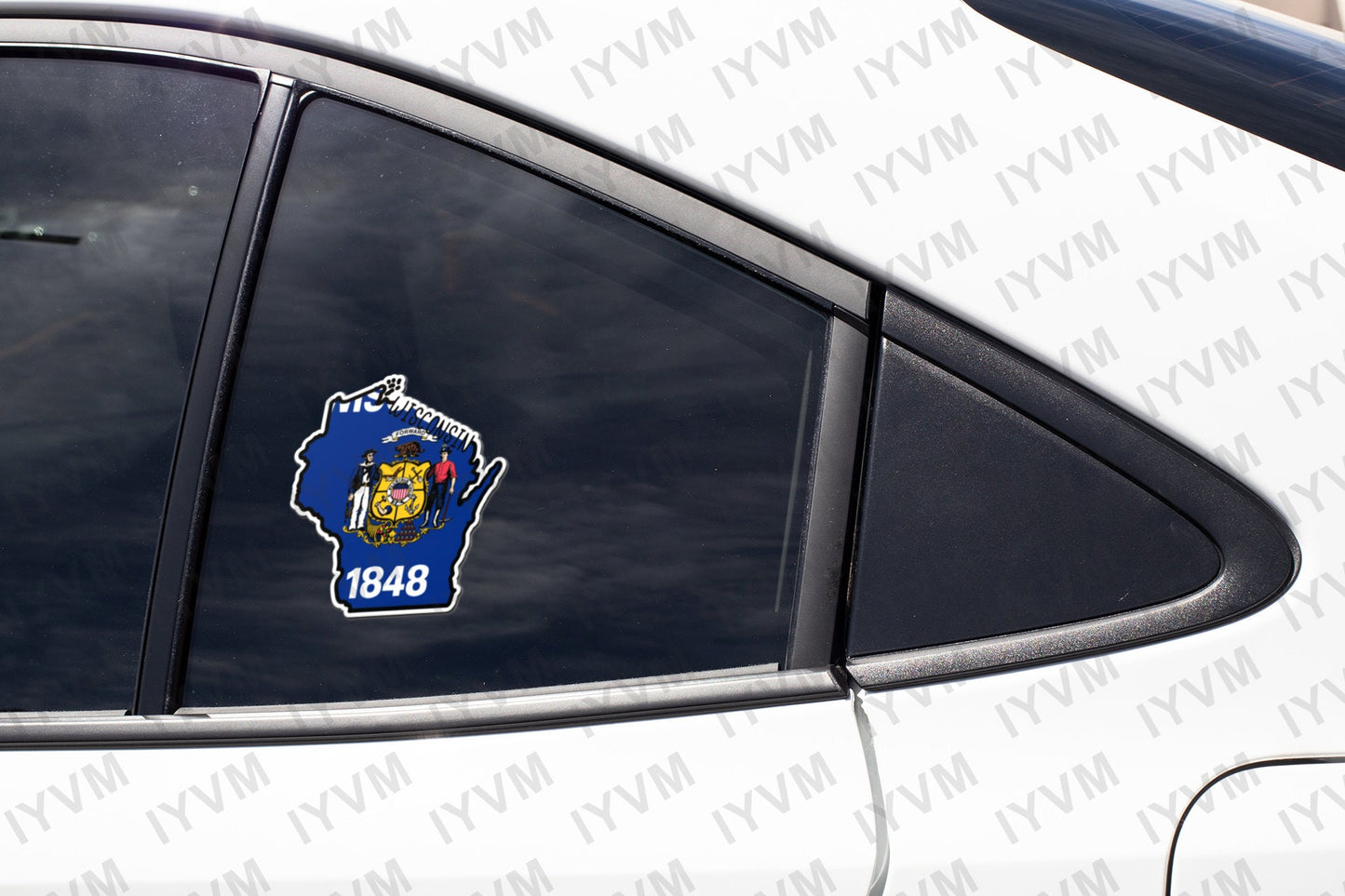 State of Wisconsin Map Flag Sticker Decal  USA Wisconsin State  Madison  The Badger State  America's Dairyland  The Mitten State /