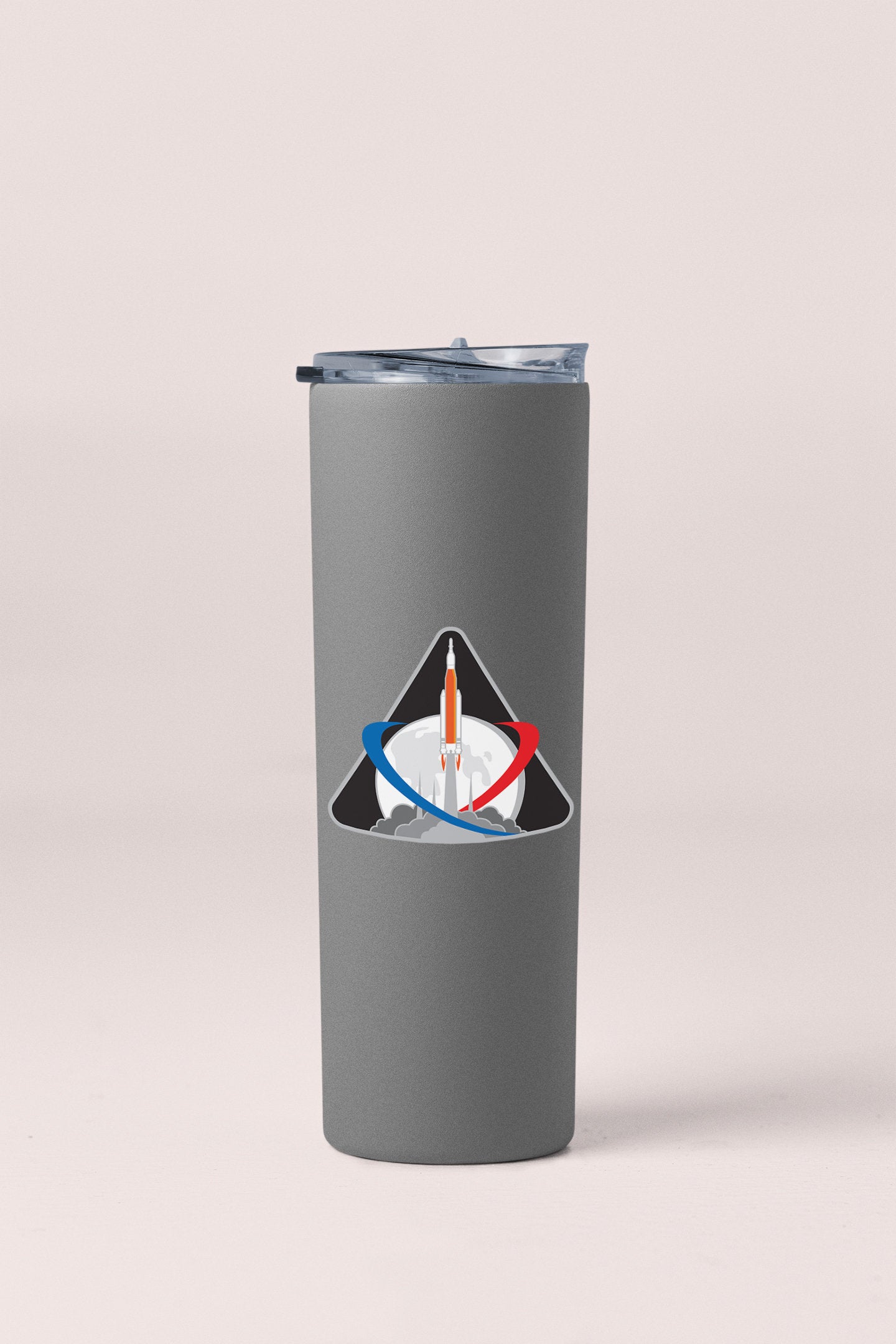 a stainless steel tumbler with a picture of a person on it