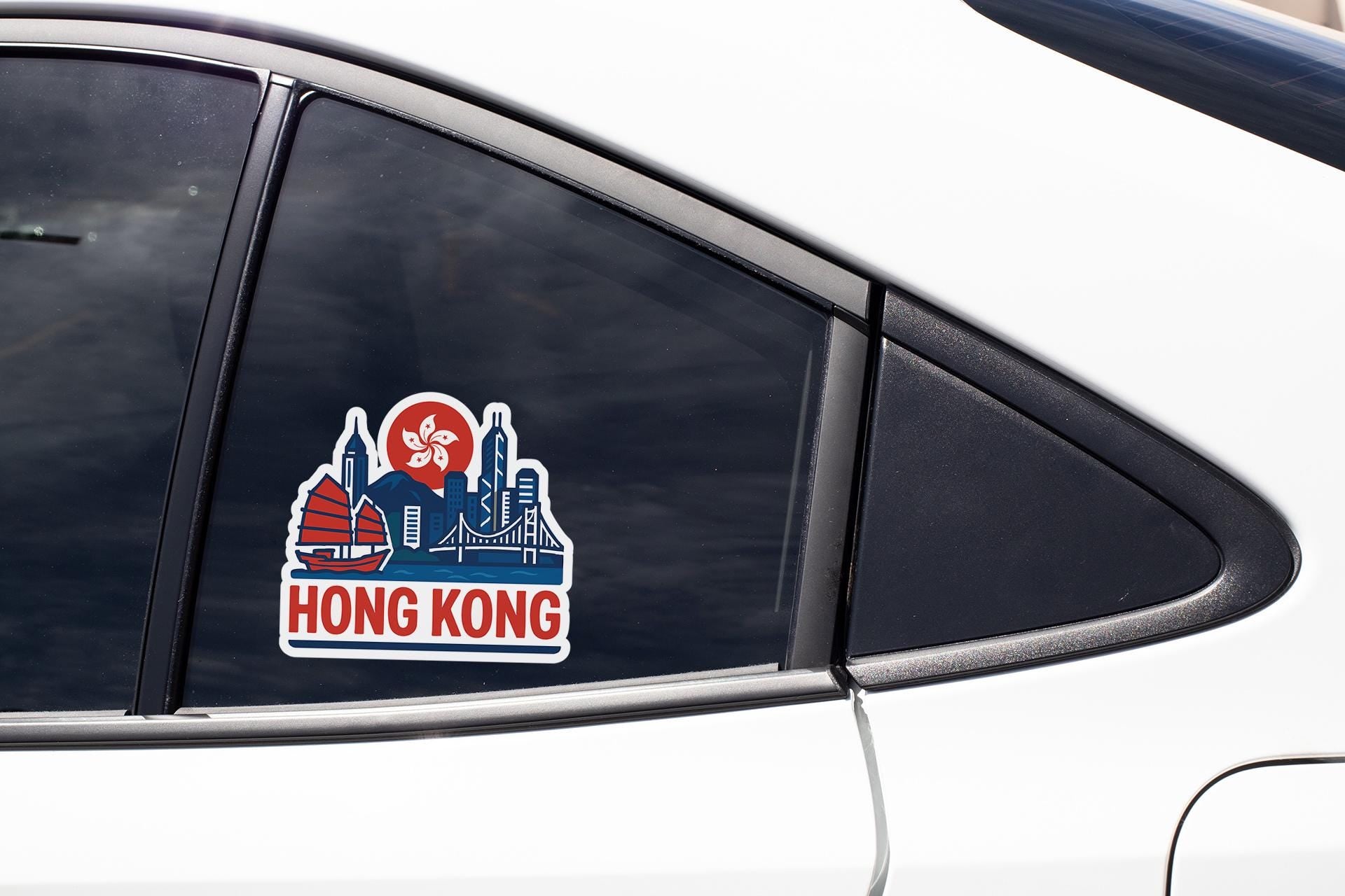 a sticker on the side of a car that says hong kong
