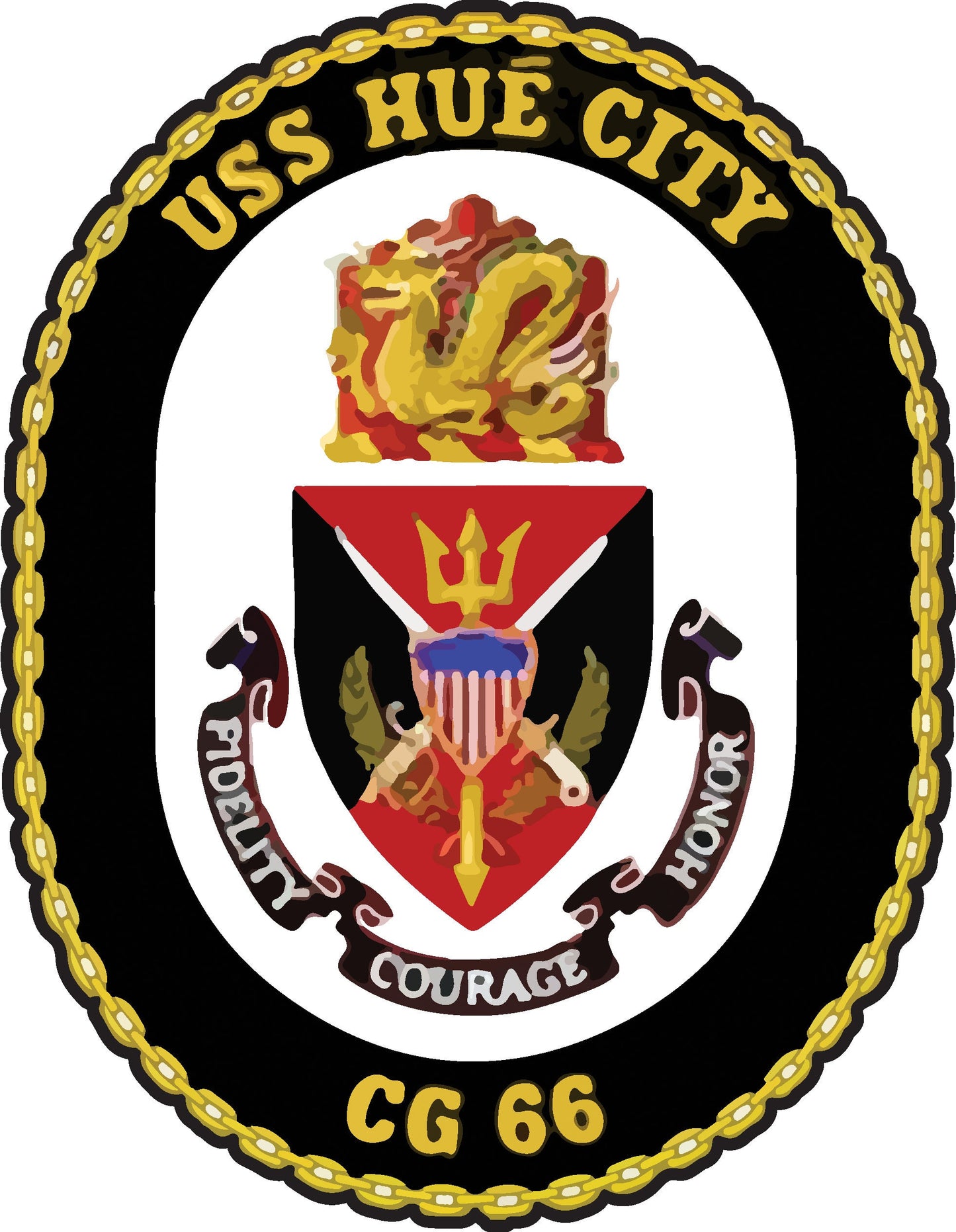 USS Hue City CG-66 Badge Iron On Heat Transfer Vinyl HTV Ticonderoga Class Cruiser