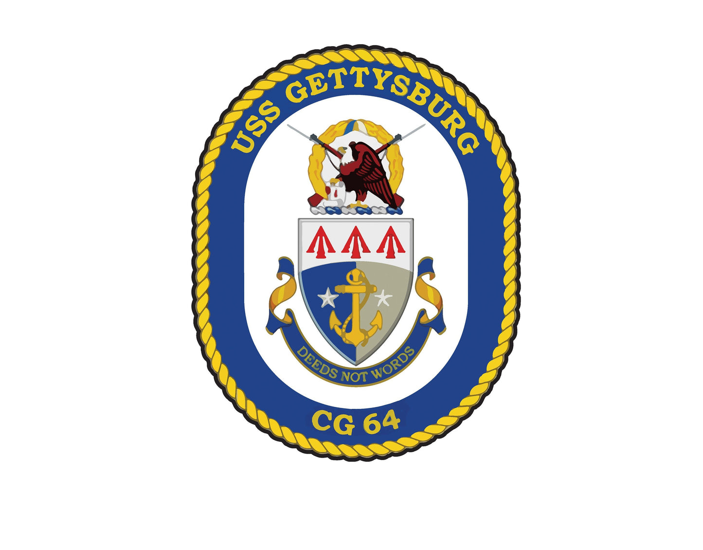 USS Gettysburg CG-64 Badge Sticker Decal Ticonderoga Class Cruiser Car Sticker Bumper Sticker for Car Emblem