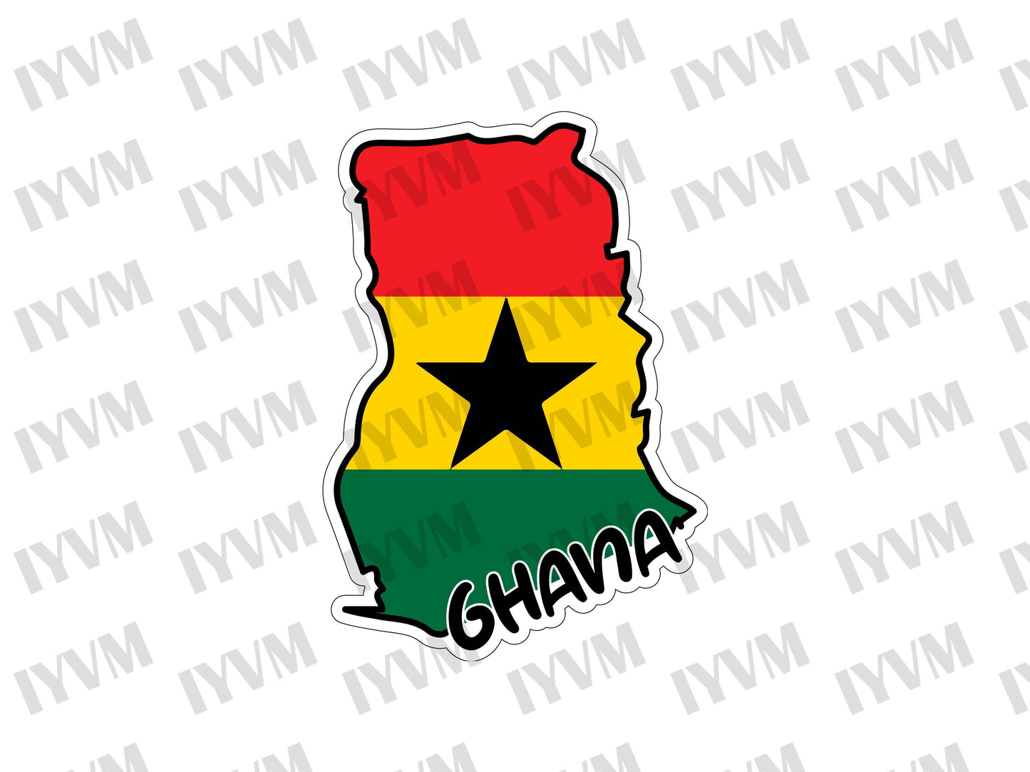 Ghana Map Flag Sticker Decal / Republic of Ghana / Freedom and Justice / Accra / Ghanaian