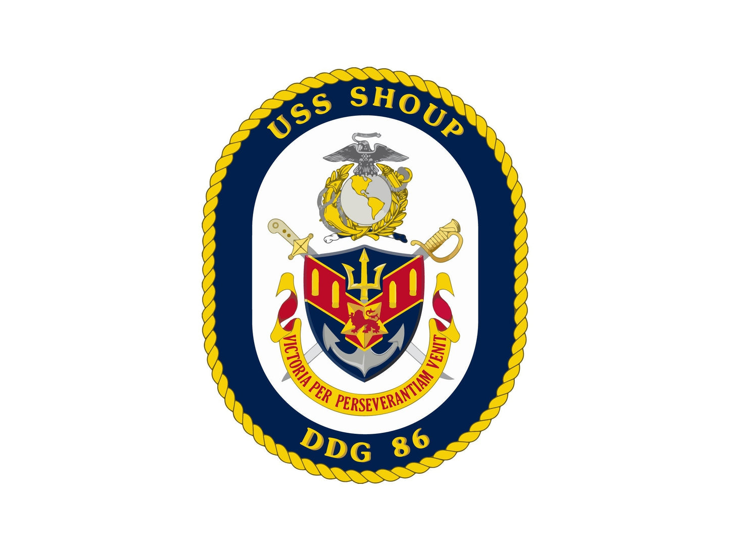 USS Shoup DDG-86 Badge Sticker Decal Arleigh Burke Class Destroyer Car Sticker Bumper Sticker for Car Emblem