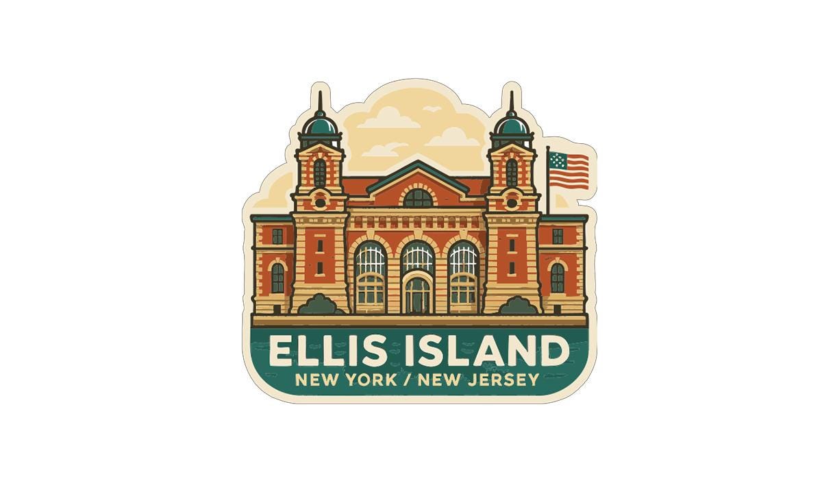 Ellis Island New York New Jersey Iron On Heat Transfer Vinyl HTV Symbolic
