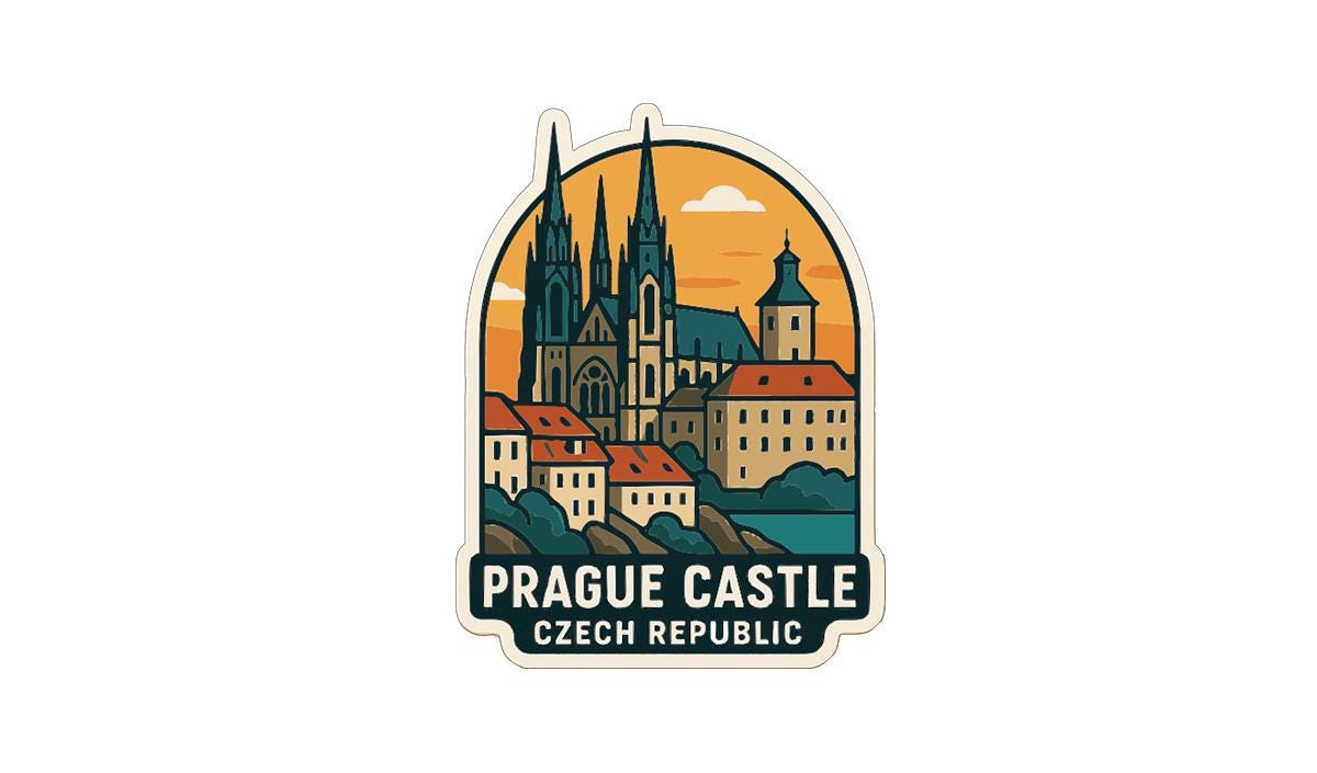 Prague Castle Czech Republic Iron On Heat Transfer Vinyl HTV Die-Cut Symbolic