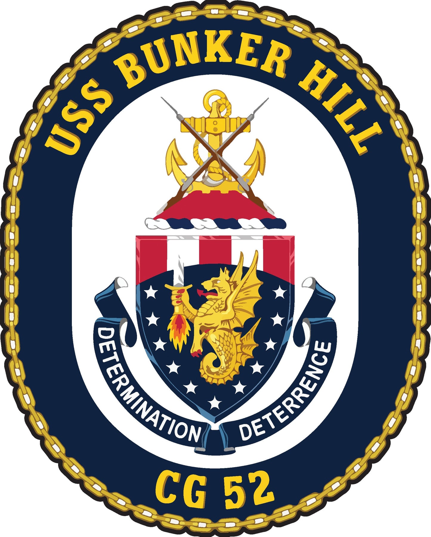 USS Bunker Hill CG-52 Badge Iron On Heat Transfer Vinyl HTV Ticonderoga Class Cruiser