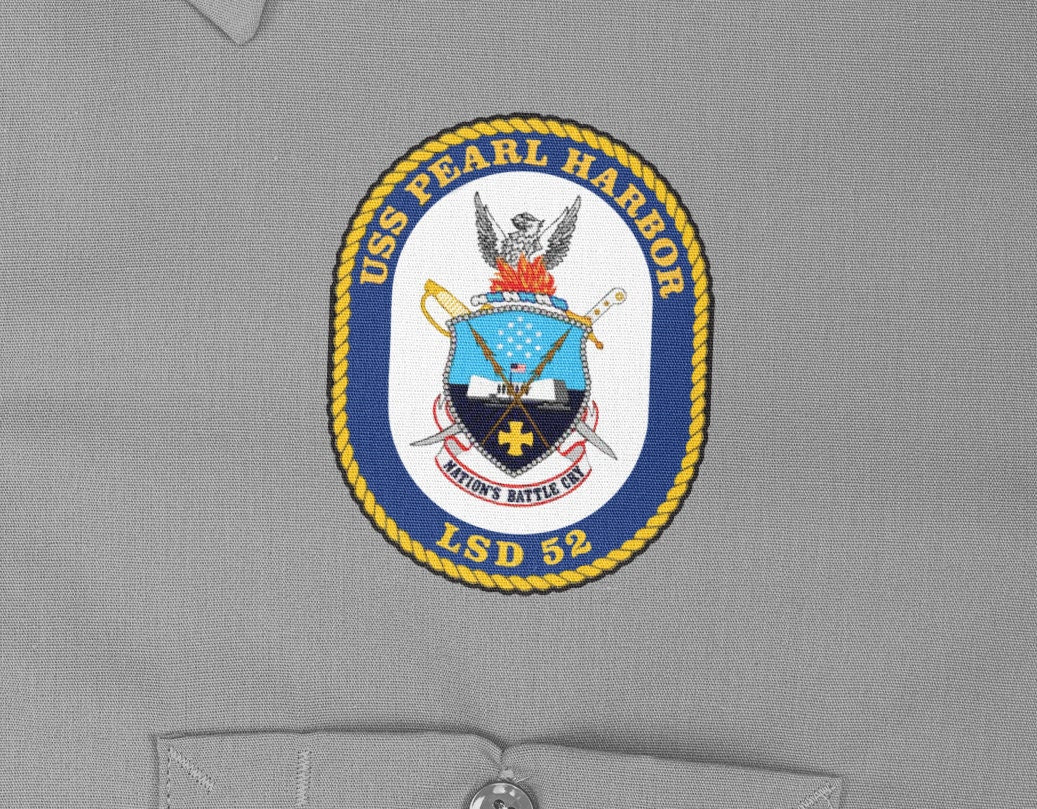 USS Pearl Harbor LSD-52 Badge Iron On Heat Transfer Vinyl HTV Whidbey Island Class Dock Landing Ship