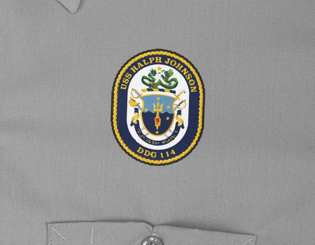 USS Ralph Johnson DDG-114 Badge Iron On Heat Transfer Vinyl HTV Arleigh Burke Class Destroyer