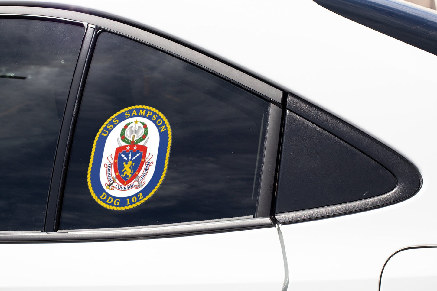 USS Sampson DDG-102 Badge Sticker Decal Arleigh Burke Class Destroyer Car Sticker Bumper Sticker for Car Emblem