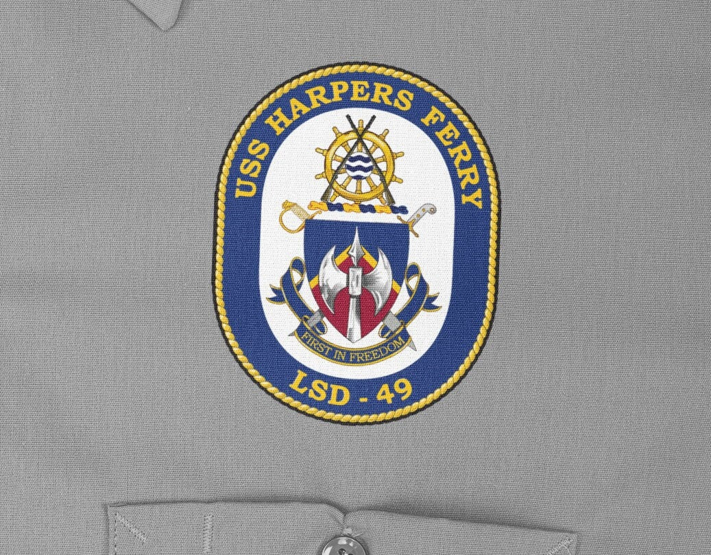 USS Harpers Ferry LSD-49 Badge Iron On Heat Transfer Vinyl HTV Whidbey Island Class Dock Landing Ship