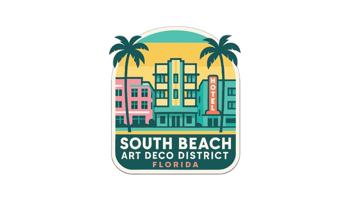 South Beach Art Deco District Florida Iron On Heat Transfer Vinyl HTV Symbolic