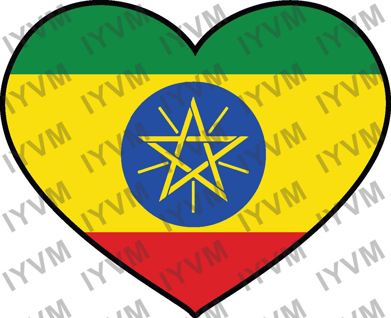 Ethiopia Flag Heart Sticker Decal / Federal Democratic Republic of Ethiopia / Addis Ababa / Ethiopian
