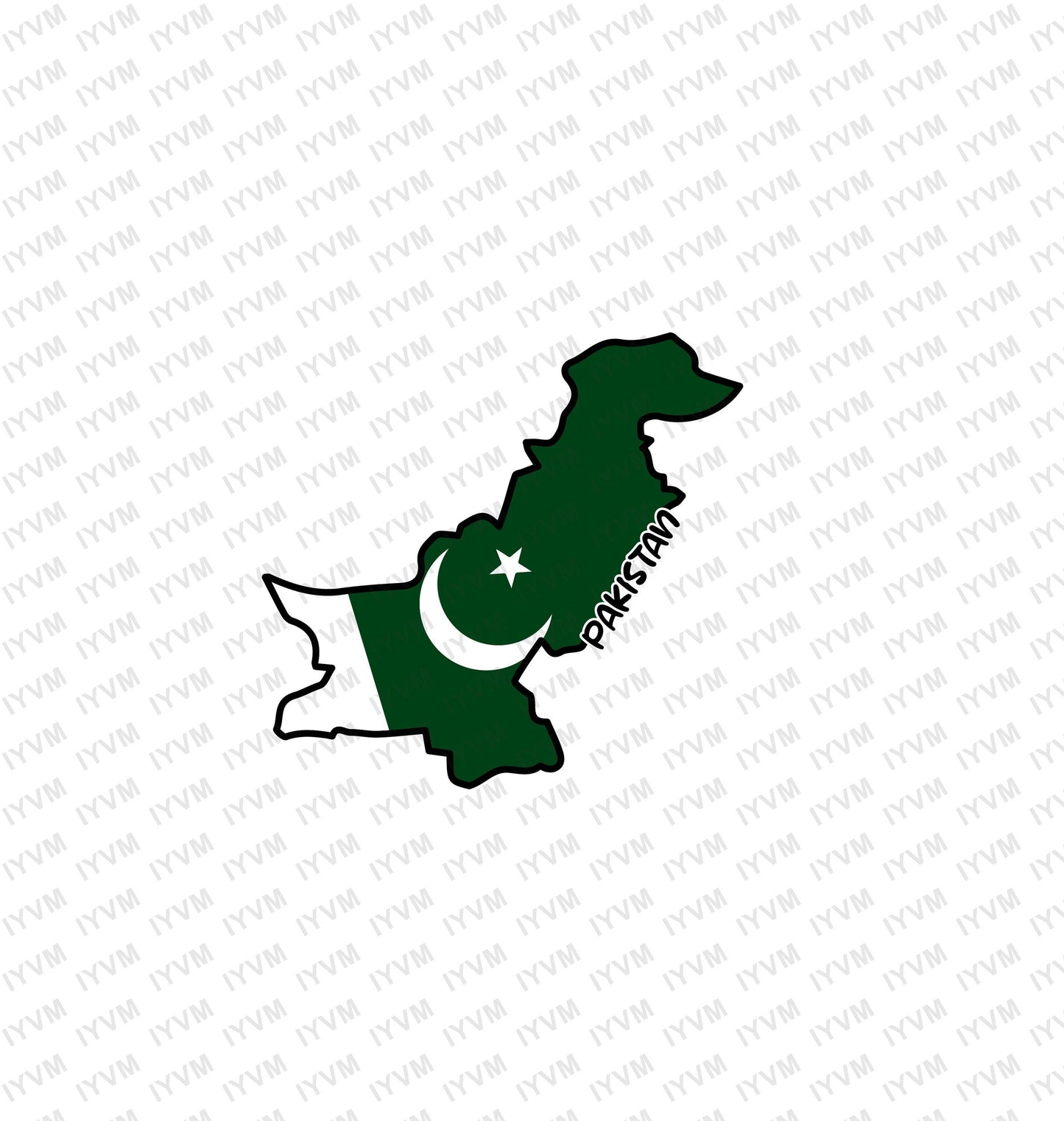 Pakistan Map Iron On Heat Transfer Vinyl HTV / Islamic Republic of Pakistan / Islamabad / Pakistani