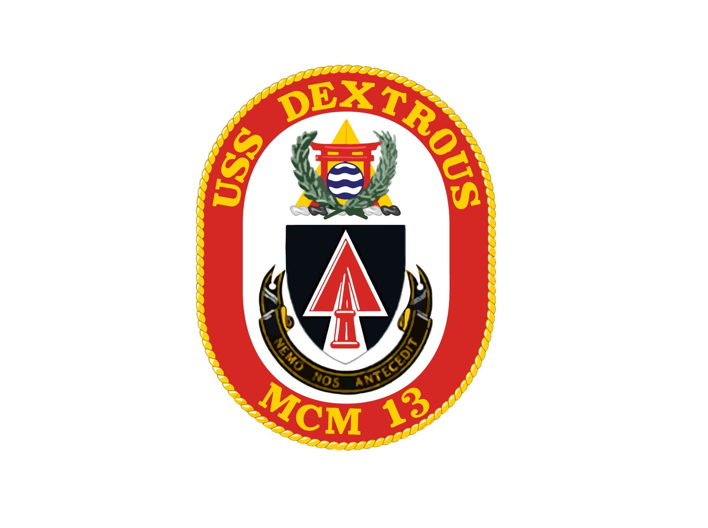 USS Dextrous MCM-13 Badge Sticker Decal Avenger Class Mine countermeasures ship Car Sticker Bumper Sticker for Car Emblem