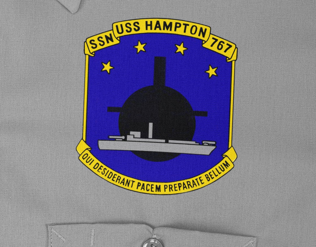 USS Hampton SSN-767 Badge Iron On Heat Transfer Vinyl HTV Los Angeles Class Attack submarine