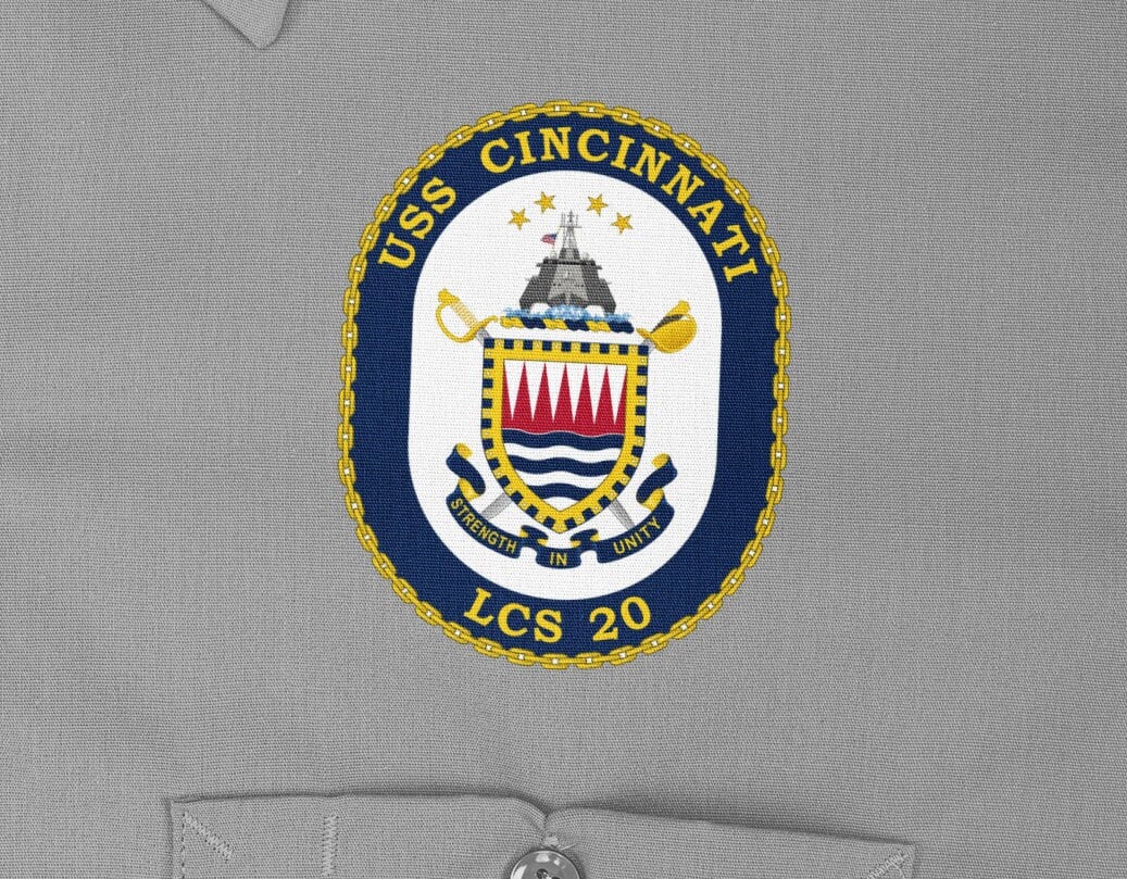 USS Cincinnati LCS-20 Badge Iron On Heat Transfer Vinyl HTV Independence Class Littoral combat ship