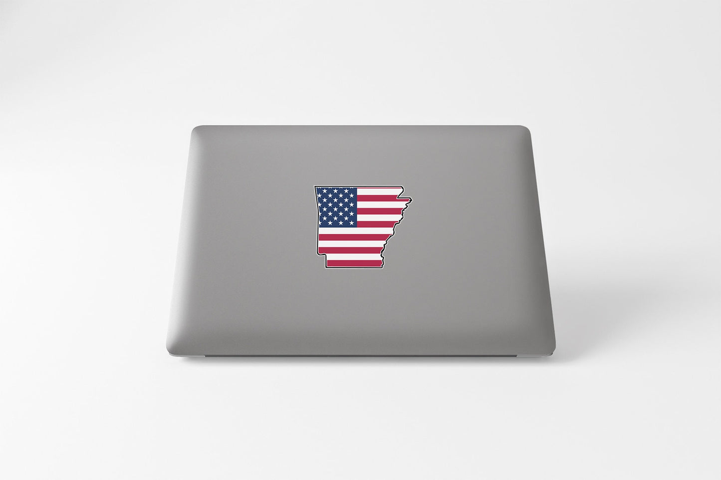 a laptop with a sticker of a map of the united states