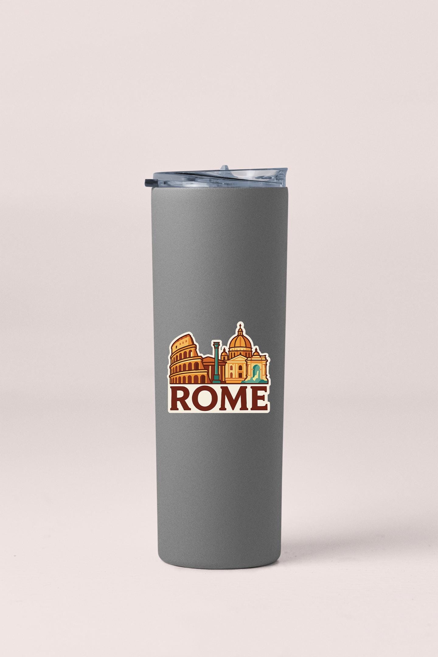 a travel mug with the word rome on it