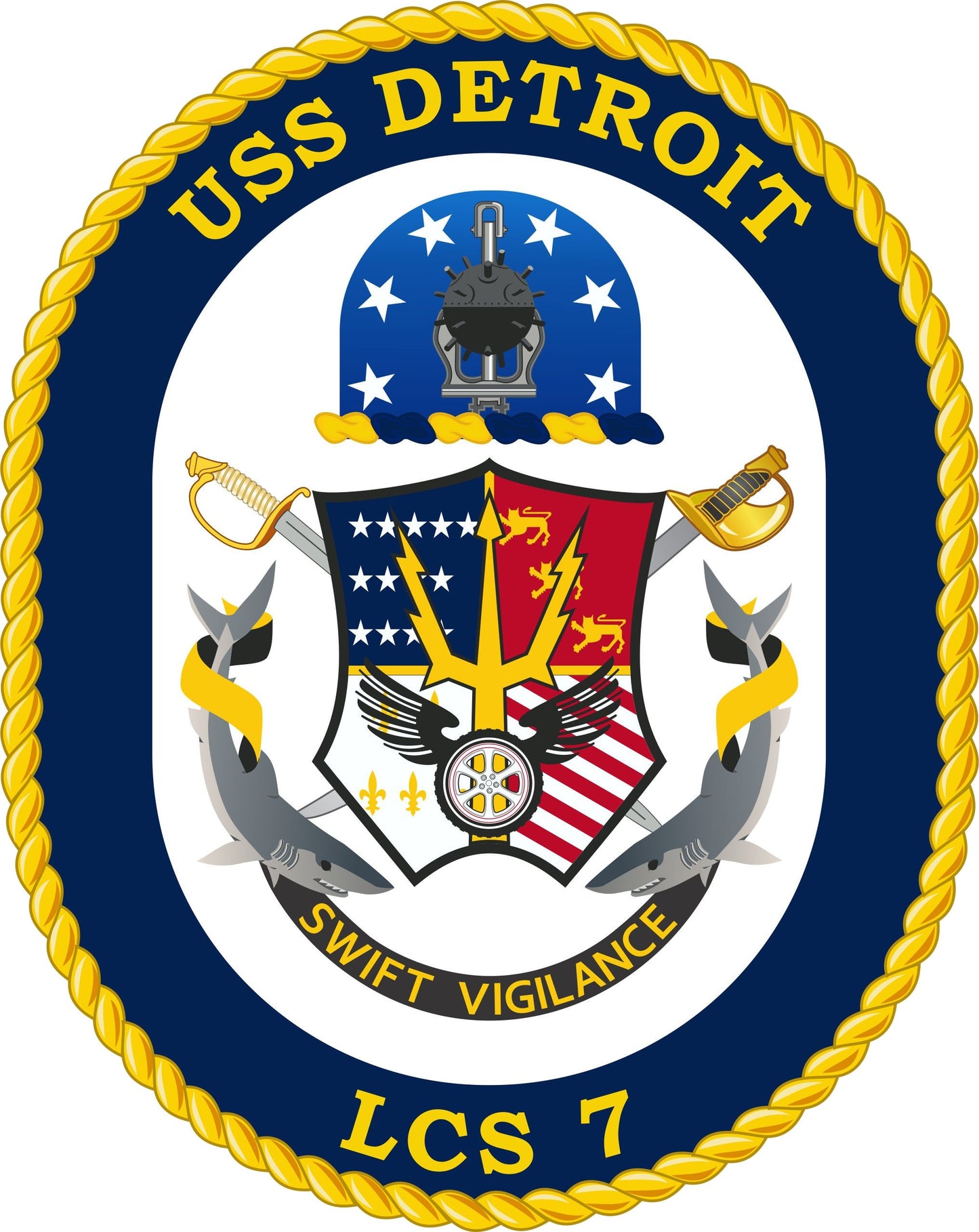 USS Detroit LCS-7 Badge Iron On Heat Transfer Vinyl HTV Freedom Class Littoral combat ship