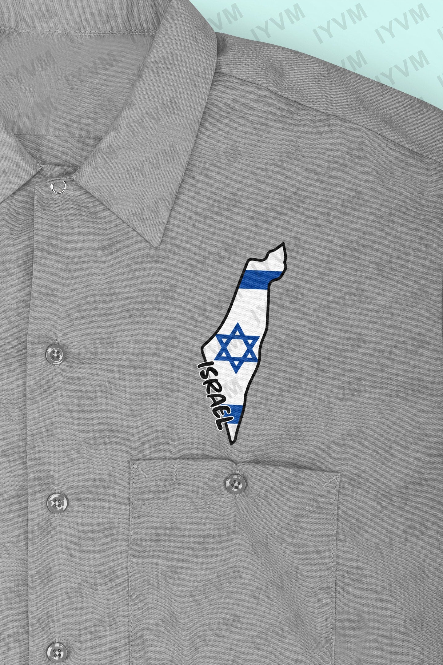 Israel Map Iron On Heat Transfer Vinyl HTV / State of Israel / Jerusalem / Hebrew /