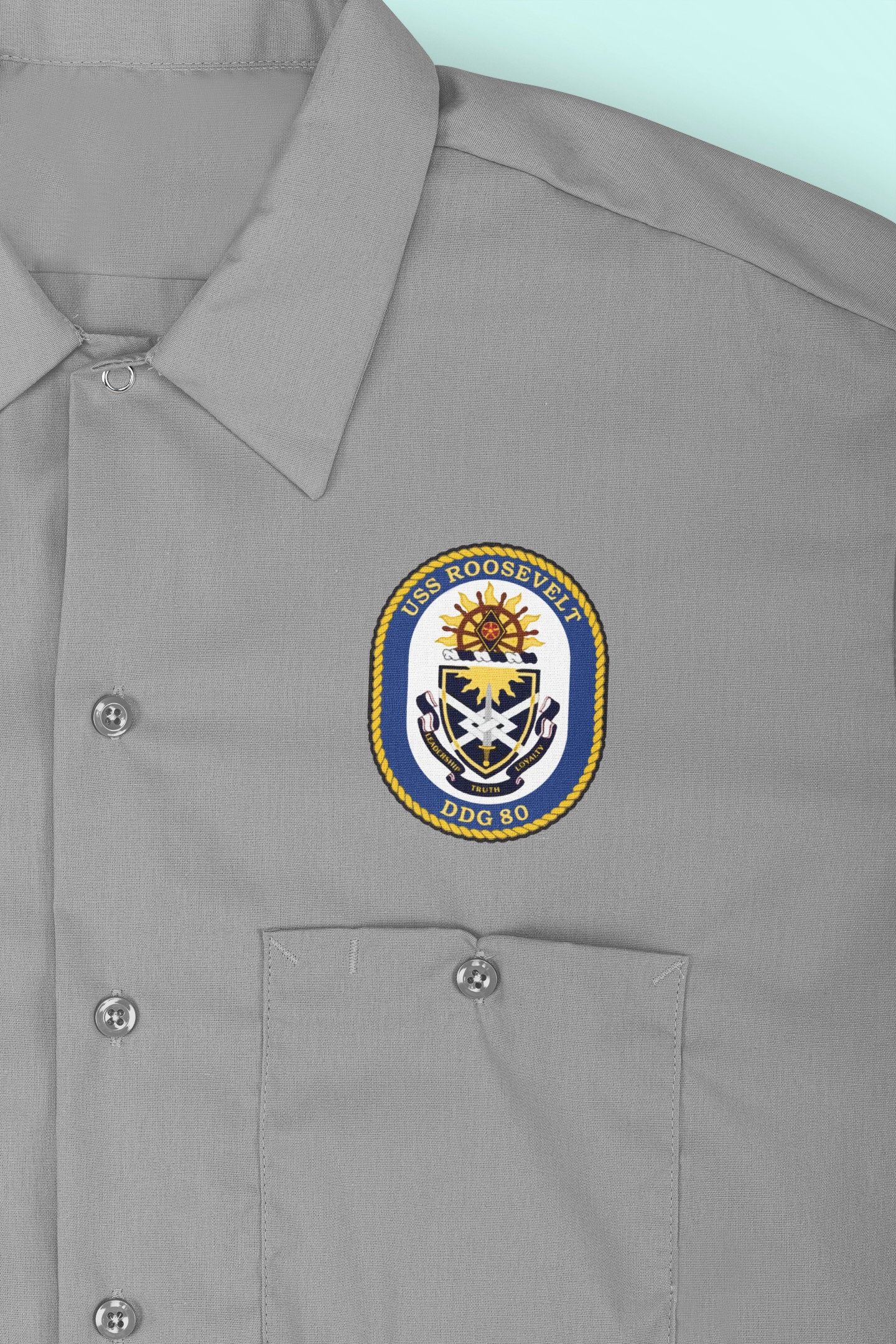 USS Roosevelt DDG-80 Badge Iron On Heat Transfer Vinyl HTV Arleigh Burke Class Destroyer