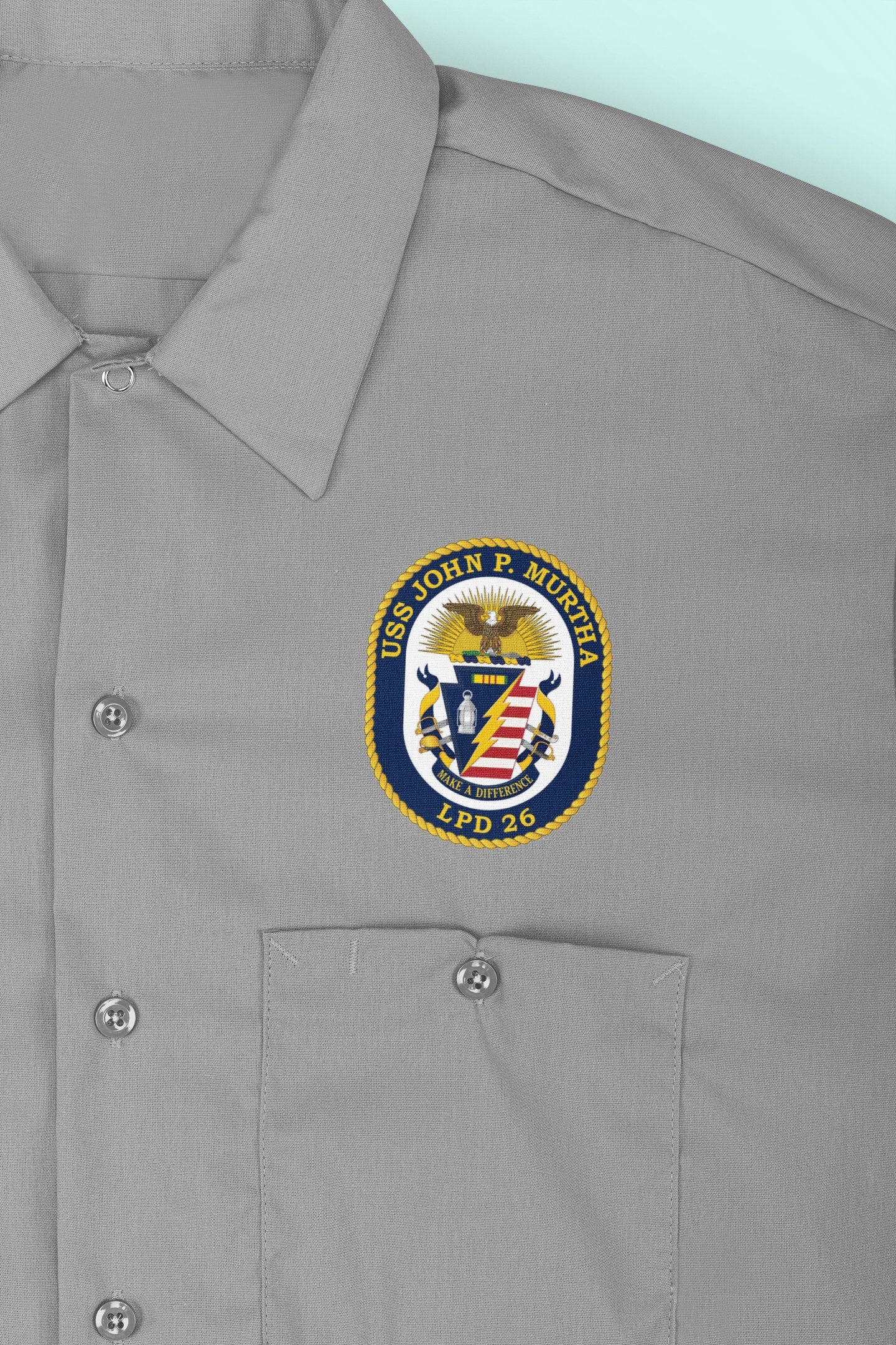 USS John P. Murtha LPD-26 Badge Iron On Heat Transfer Vinyl HTV San Antonio Class Amphibious transport dock