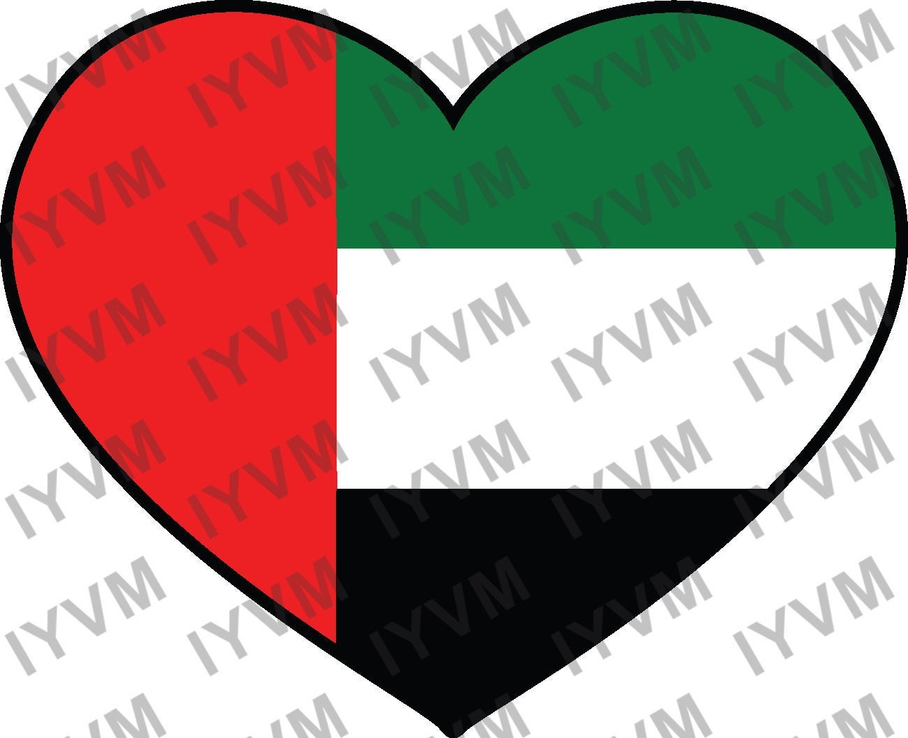 United Arab Emirates Flag Heart Sticker Decal / UAE / Abu Dhabi / Dubai / Emirati