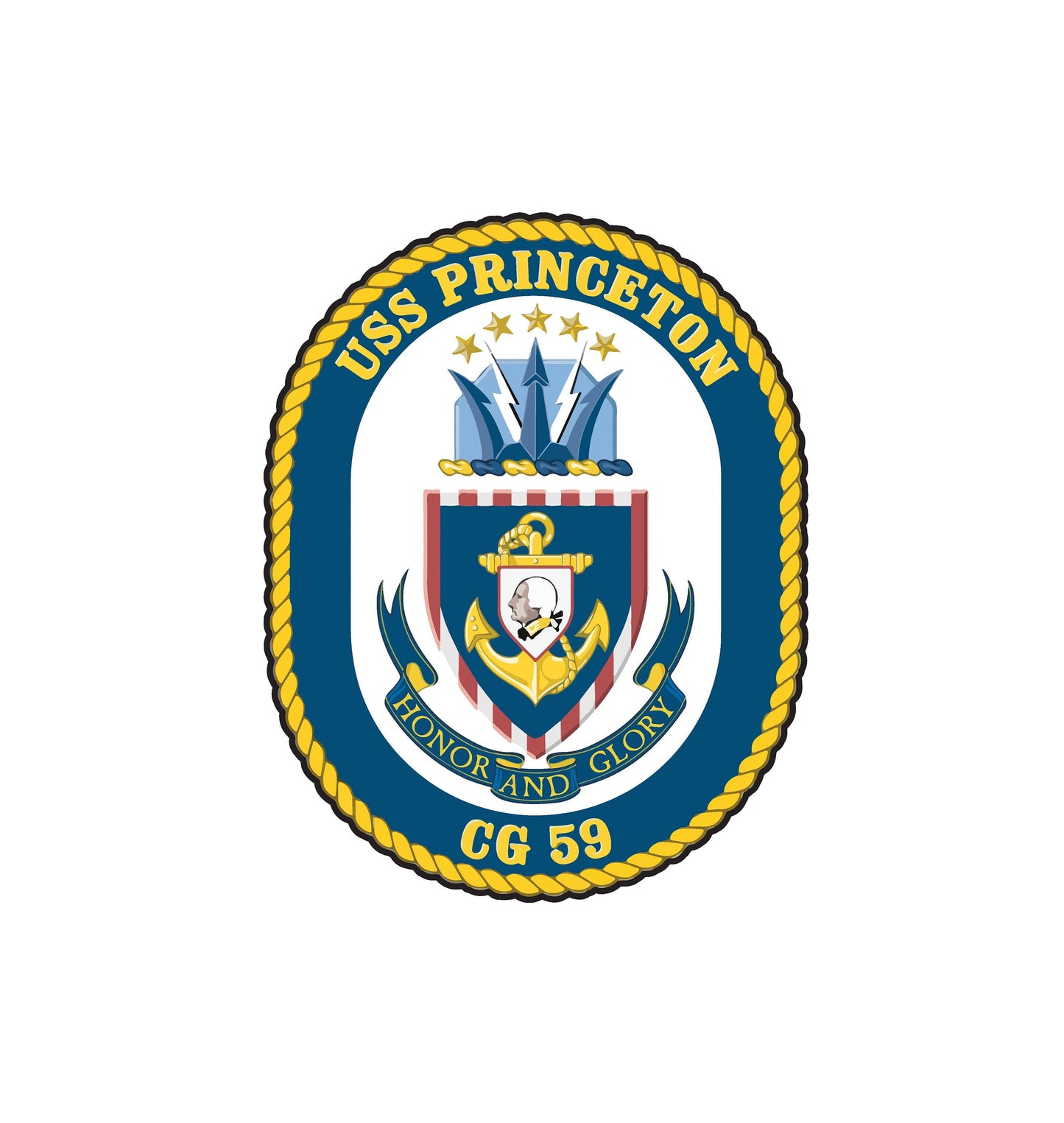 USS Princeton CG-59 Badge Sticker Decal Ticonderoga Class Cruiser Car Sticker Bumper Sticker for Car Emblem