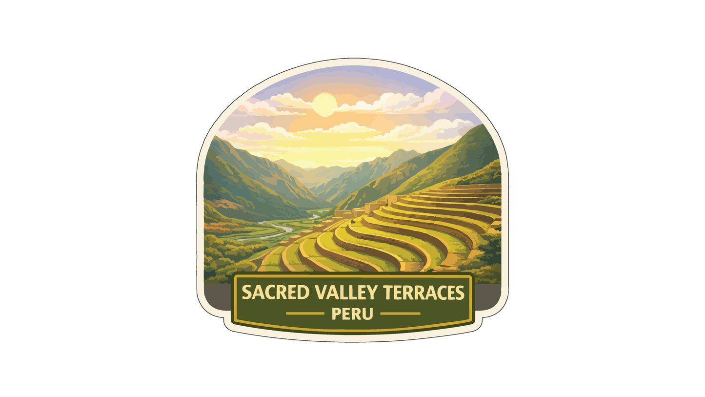 Sacred Valley terraces in Peru, showcasing the terraced rice fields that are characteristic of this region.